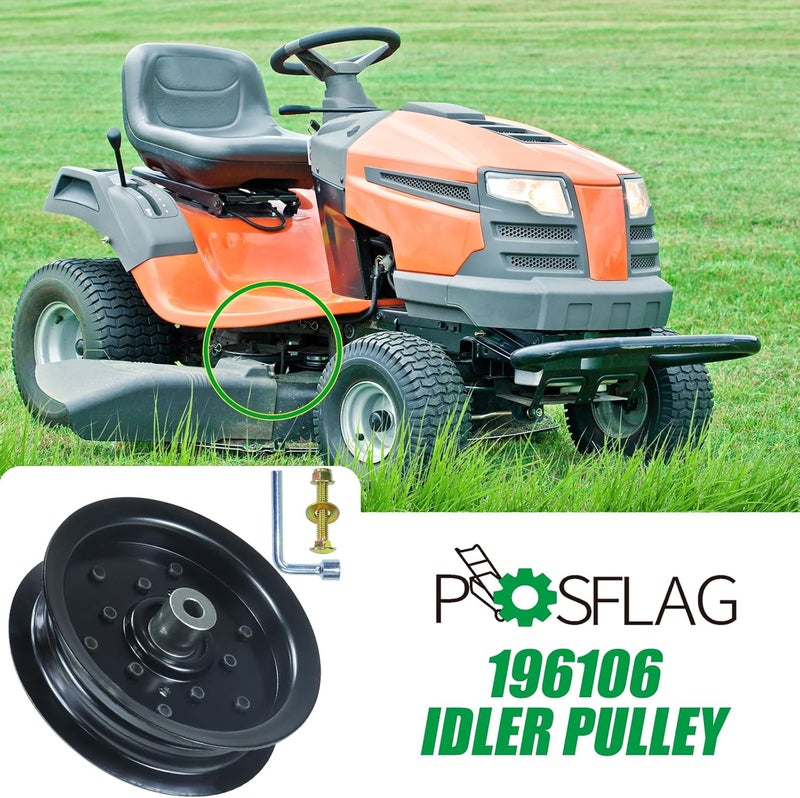 POSFLAG 532196106 Husqvarna Idler Pulley Replaces 197379 Idler Pulley Craftsman, 532197379 Husqvarna Idler Pulley, 532196106 Idler Pulley, 196106 for Husqvarna Z254 YTH22V46 LGT2654 YTH2348 Tractors - Image 2
